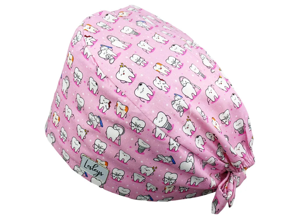 Bandana Stoff OP-Haube Zähnchen Rosa Zahnarzt