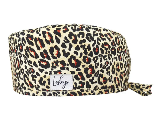 Slim OP-Haube Leopard - Stoffhaube für kurzes Haar