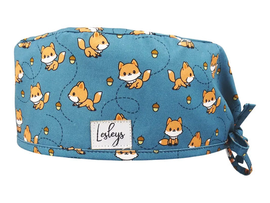 Slim OP-Haube Cute Fox - Stoffhaube für kurzes Haar