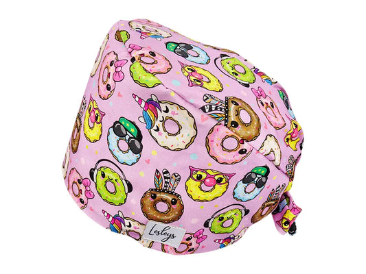 Stoff OP Haube aus Baumwolle sweet donuts. Bunte OP Muetze fuer Damen und Herren